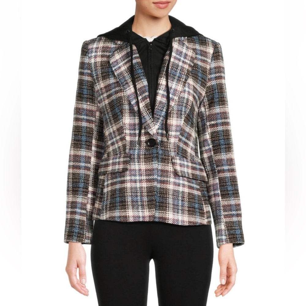 NWT Central Park West Plaid 2-in-1 Blazer